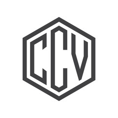 three-letter initials hexagon logo black