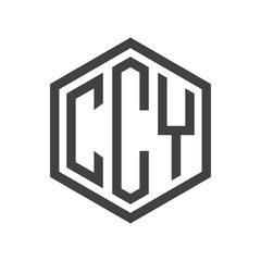 three-letter initials hexagon logo black