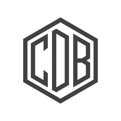 three-letter initials hexagon logo black