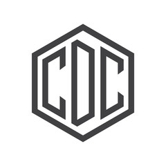 three-letter initials hexagon logo black