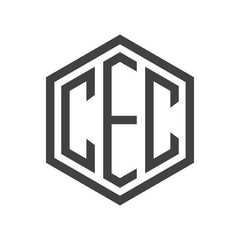 three-letter initials hexagon logo black