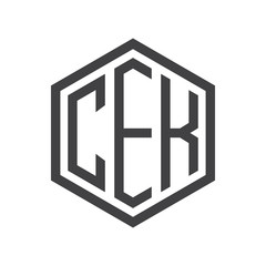 three-letter initials hexagon logo black
