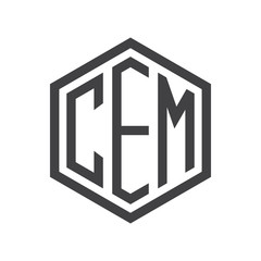 three-letter initials hexagon logo black