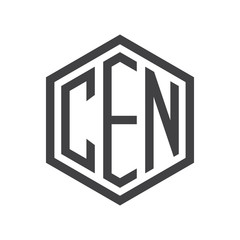 three-letter initials hexagon logo black