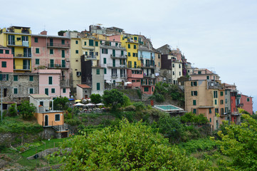Amazing view of the town of Corniglia in the Cinque Terre, Italy