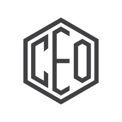 three-letter initials hexagon logo black