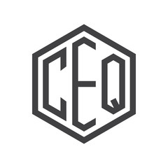 three-letter initials hexagon logo black