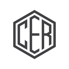 three-letter initials hexagon logo black