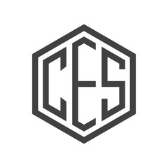 three-letter initials hexagon logo black