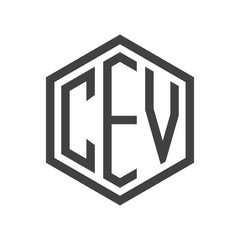 three-letter initials hexagon logo black