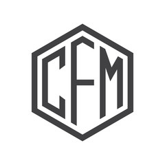 three-letter initials hexagon logo black