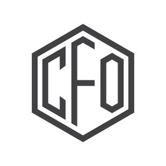 three-letter initials hexagon logo black