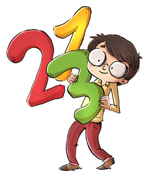 ni&ntilde;o con numeros gigantes