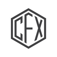 three-letter initials hexagon logo black