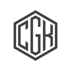 three-letter initials hexagon logo black