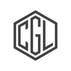 three-letter initials hexagon logo black