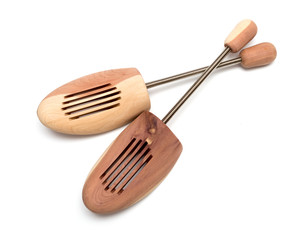 Pair of shoe trees isolated on white background