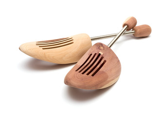 Pair of shoe trees isolated on white background