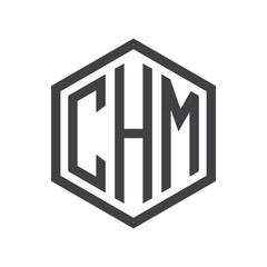 three-letter initials hexagon logo black