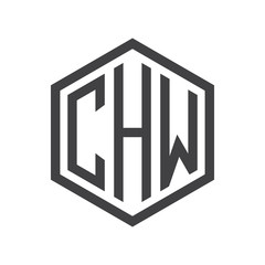 three-letter initials hexagon logo black