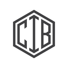 three-letter initials hexagon logo black
