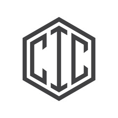 three-letter initials hexagon logo black