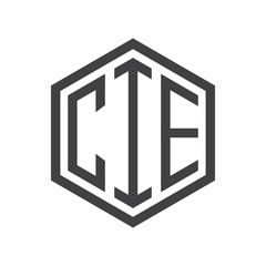 three-letter initials hexagon logo black
