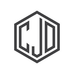 three-letter initials hexagon logo black