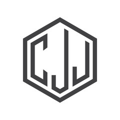 three-letter initials hexagon logo black