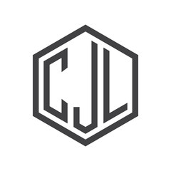 three-letter initials hexagon logo black