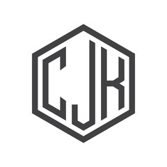 three-letter initials hexagon logo black