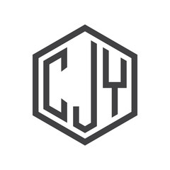 three-letter initials hexagon logo black