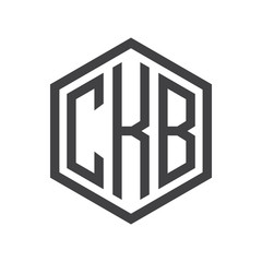 three-letter initials hexagon logo black