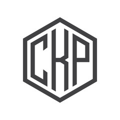 three-letter initials hexagon logo black
