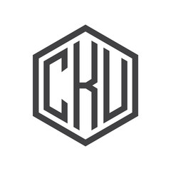 three-letter initials hexagon logo black