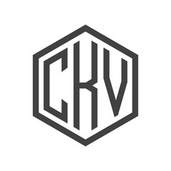 three-letter initials hexagon logo black