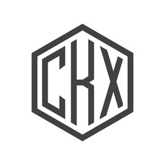 three-letter initials hexagon logo black