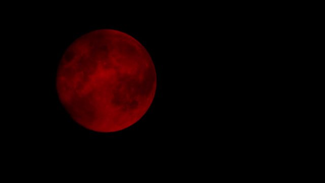Red Moon On Cloudy Night Closeup