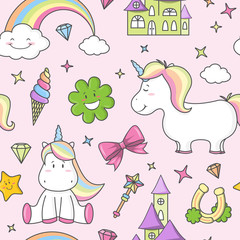 Einhorn Pony Schimmel Märchen Fabelwesen Muster nahtlos Hintergrund