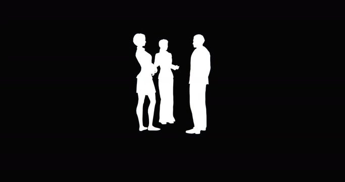 4k Business people silhouette talking.