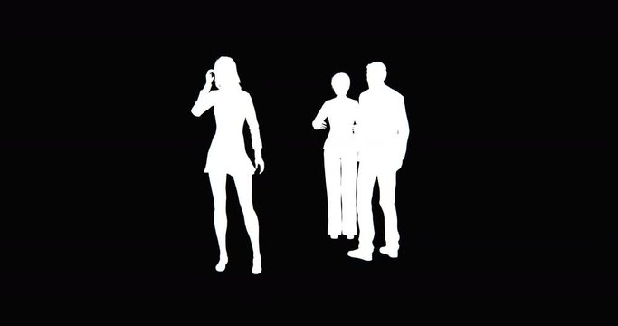 4k Business people silhouette talking or Using mobile Phones.