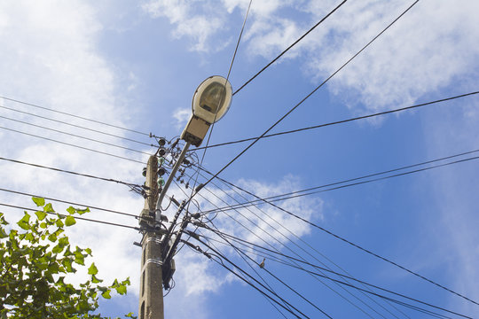 Electric cable and wires on electric pole Electricity