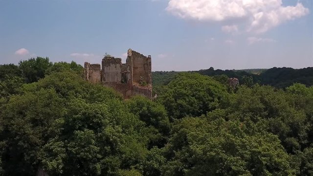 aerial shot of ancient town of Canale Monterano, Lazio, Italy