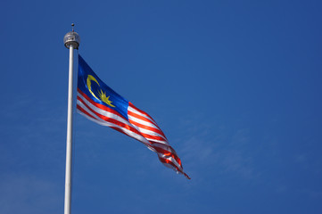 Malaysian flag waving in the wind 