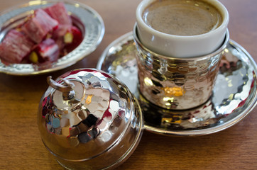 Traditional Turkish coffee and Turkish Delight