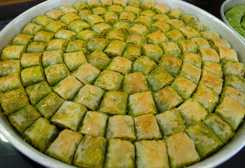 Baklava and Pistachio, Traditional dessert baklava, Greek delicatessen - baklava sweet