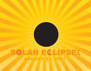 2017 Total Solar Eclipse Sun Rays Background vector Illustration