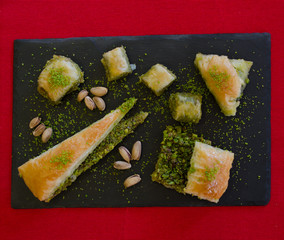 Baklava with pistachios and walnuts