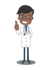 グッドサインの白衣の医者