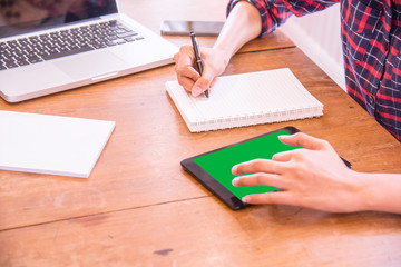 Businesswoman working at modern office.